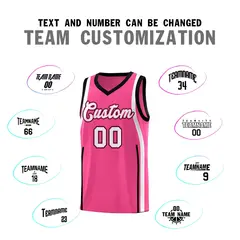 Pink Black-White Ribbon Pattern Basketball Kits 4