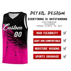Pink Black Wing Pattern Basketball Jersey Sports Uniform 2