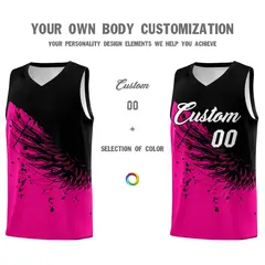 Pink Black Wing Pattern Basketball Jersey Sports Uniform 3