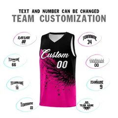 Pink Black Wing Pattern Basketball Jersey Sports Uniform 4