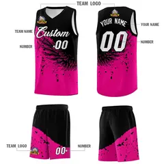 Pink Black Wing Pattern Basketball Jersey Sports Uniform 5