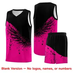 Pink Black Wing Pattern Basketball Jersey Sports Uniform 7