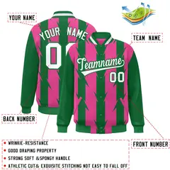 Pink Blade Pattern Raglan Varsity Letterman Baseball Jacket 2