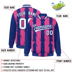 Pink Blade Pattern Raglan Varsity Letterman Baseball Jacket 2
