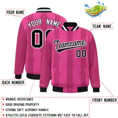 Pink Blade Pattern Raglan Varsity Letterman Baseball Jacket 2