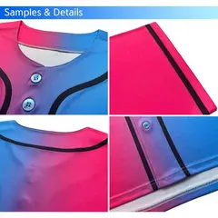 Pink Blue-Black Gradient Baseball Jersey For Men 5