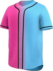 Pink Blue-Black Gradient Baseball Jersey For Men 6
