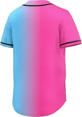 Pink Blue-Black Gradient Baseball Jersey For Men 7