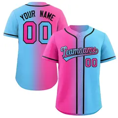 Pink Blue-Black Gradient Fashion Authentic Baseball Jersey