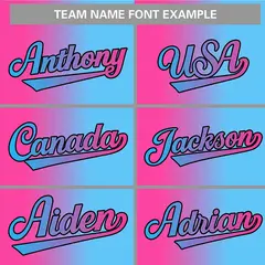 Pink Blue-Black Gradient Fashion Authentic Baseball Jersey 3