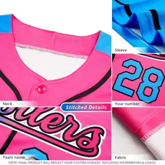 Pink Blue-Black Gradient Fashion Authentic Baseball Jersey 5