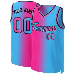 Pink Blue-Black Gradient Fashion Basketball Jersey