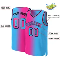 Pink Blue-Black Gradient Fashion Basketball Jersey 2
