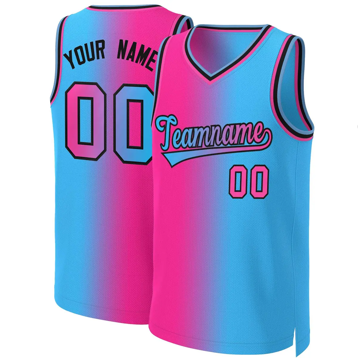 Pink Blue-Black Gradient Fashion Basketball Jersey