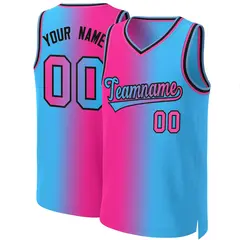 Pink Blue-Black Gradient Fashion Basketball Jersey
