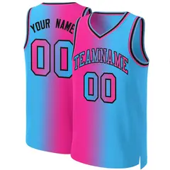 Pink Blue-Black Gradient Fashion Basketball Jersey 1