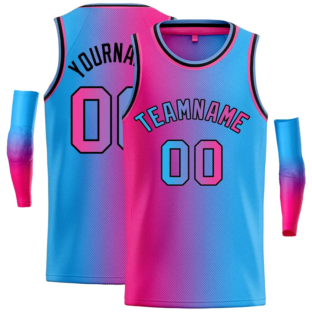 Pink Blue Black-Pink Gradient Fashion Bull Basketball Jersey