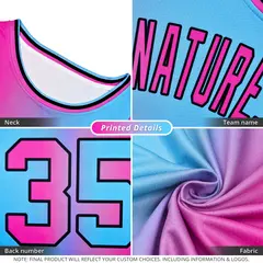 Pink Blue Black-Pink Gradient Fashion Bull Basketball Jersey 2