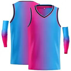 Pink Blue Black-Pink Gradient Fashion Bull Basketball Jersey 6