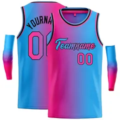 Pink Blue Black-Pink Gradient Heal Basketball Jersey