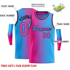 Pink Blue Black-Pink Gradient Heal Basketball Jersey 2