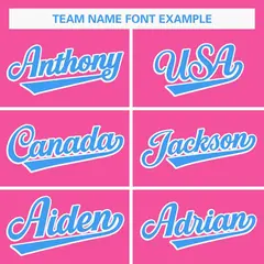 Pink Blue Full Button Classic Baseball Jersey 3