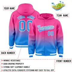 Pink Blue Gradient Varsity Full-Snap Letterman Jacket Hoodie 4