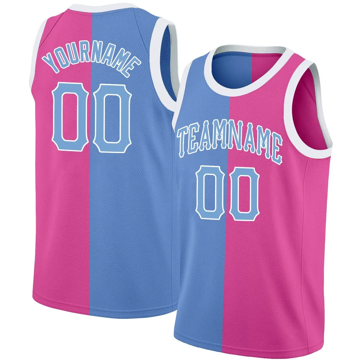 Pink Blue Split Fashion Tops Basketball Jersey