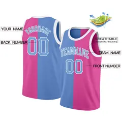 Pink Blue Split Fashion Tops Basketball Jersey 2