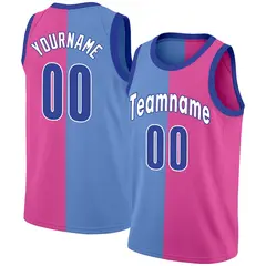 Pink Blue Split Fashion Tops Basketball Jersey