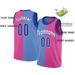 Pink Blue Split Fashion Tops Basketball Jersey 2