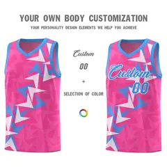 Pink Boomerang Pattern Basketball Jersey 3