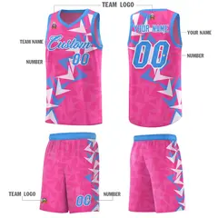Pink Boomerang Pattern Basketball Jersey 5