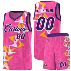Pink Boomerang Pattern Basketball Jersey 1
