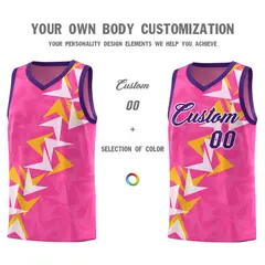 Pink Boomerang Pattern Basketball Jersey 3