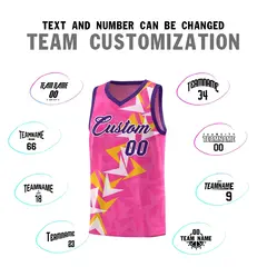 Pink Boomerang Pattern Basketball Jersey 4