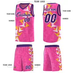 Pink Boomerang Pattern Basketball Jersey 5