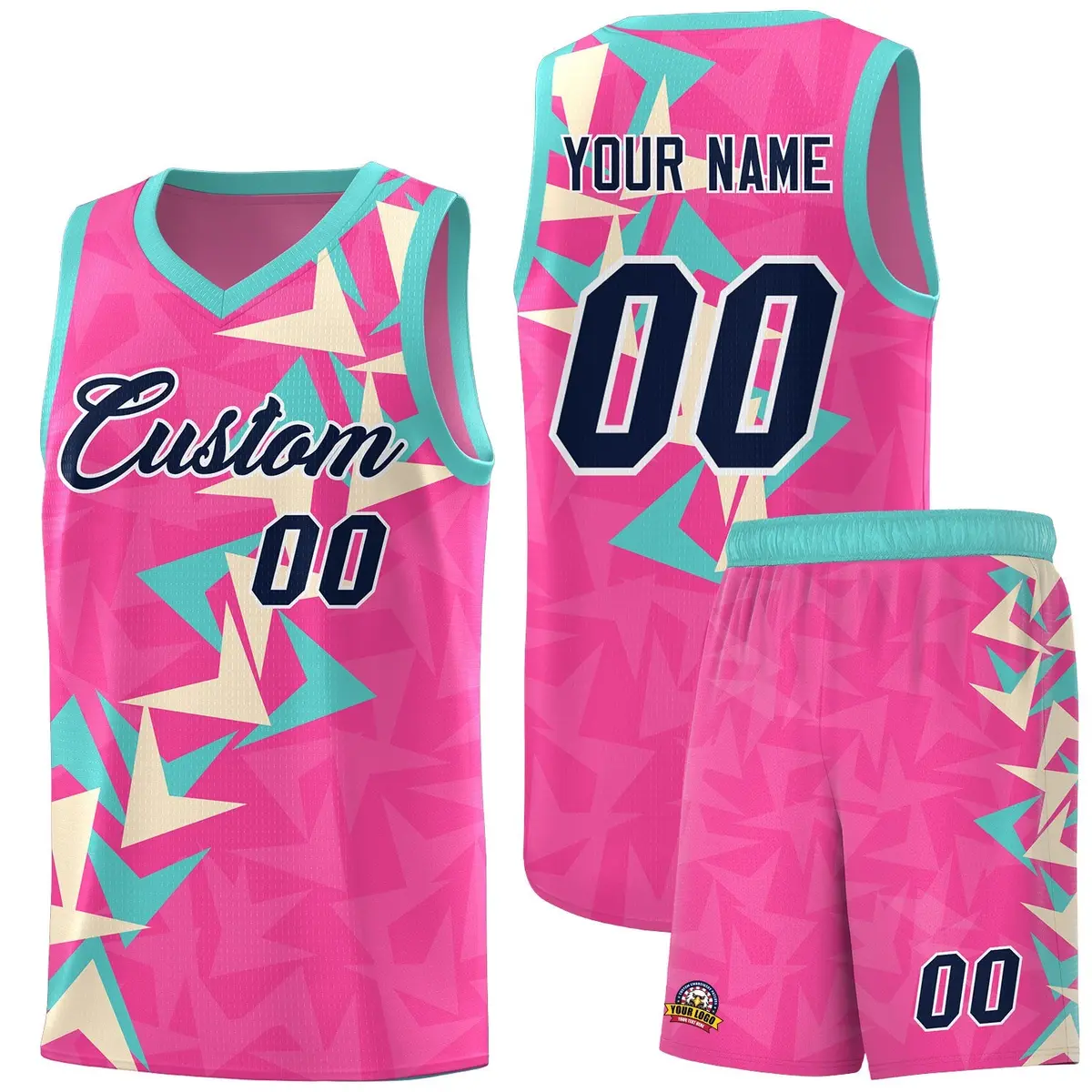 Pink Boomerang Pattern Basketball Jersey