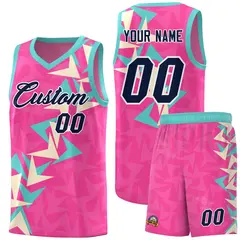 Pink Boomerang Pattern Basketball Jersey 1