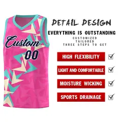Pink Boomerang Pattern Basketball Jersey 2