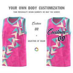 Pink Boomerang Pattern Basketball Jersey 3