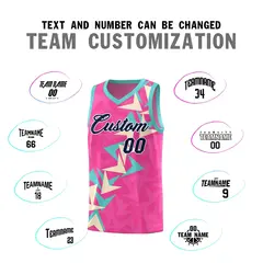 Pink Boomerang Pattern Basketball Jersey 4