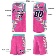 Pink Boomerang Pattern Basketball Jersey 5