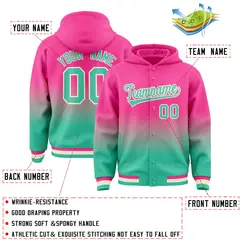 Pink Bright Green Gradient Letterman Varsity Jacket Hoodie 4