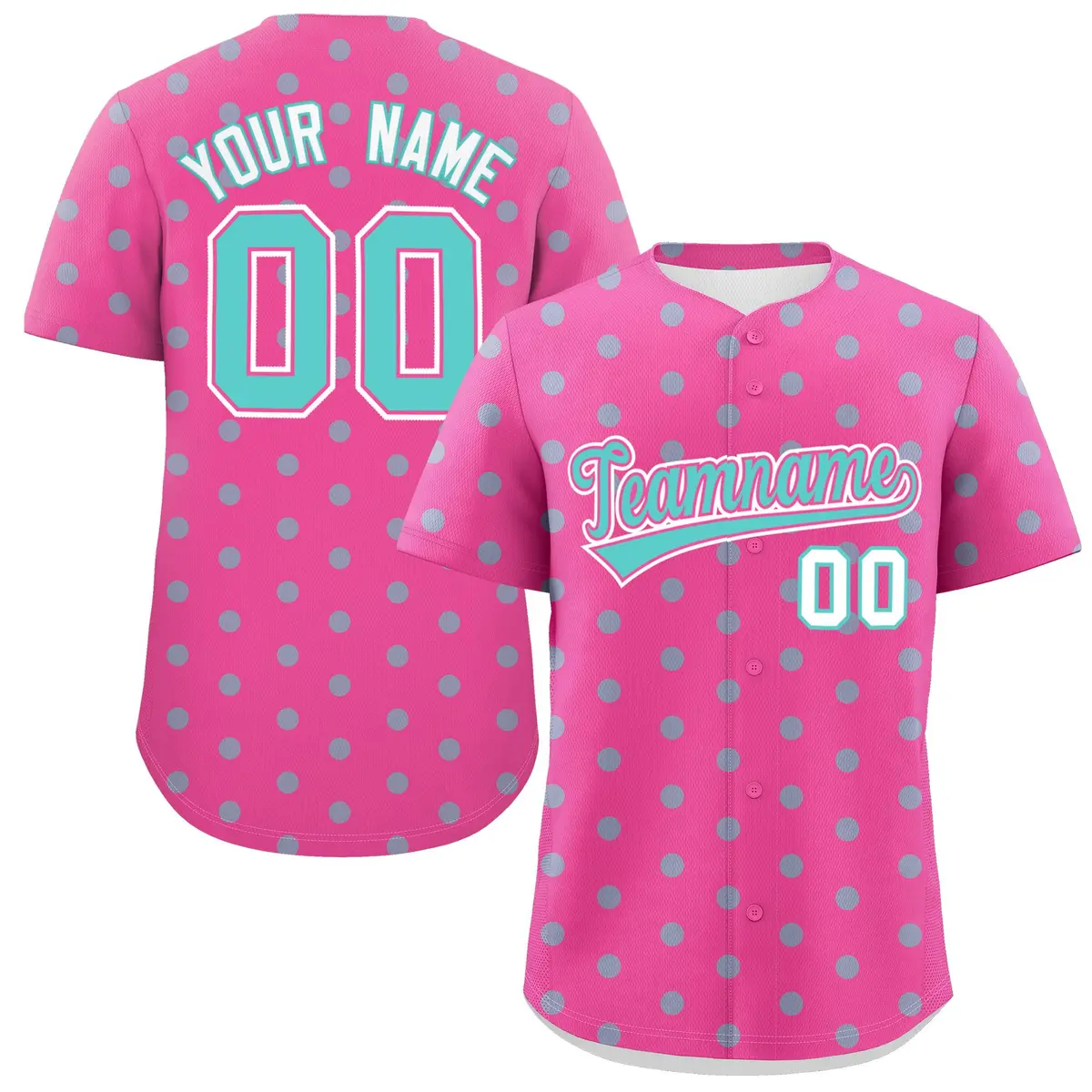 Pink Bright Green Polka Dot Graffiti Baseball Jersey