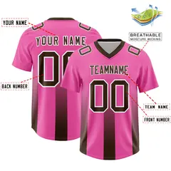 Pink Brown Gradient Vertical Stripe Team Football Jersey 2
