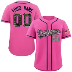 Pink Camo Font Authentic Baseball Jersey