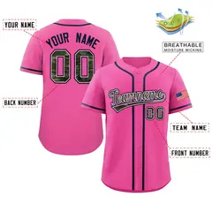 Pink Camo Font Authentic Baseball Jersey 2