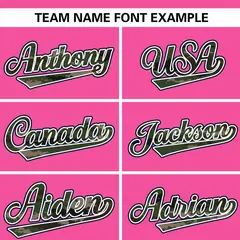 Pink Camo Font Authentic Baseball Jersey 3