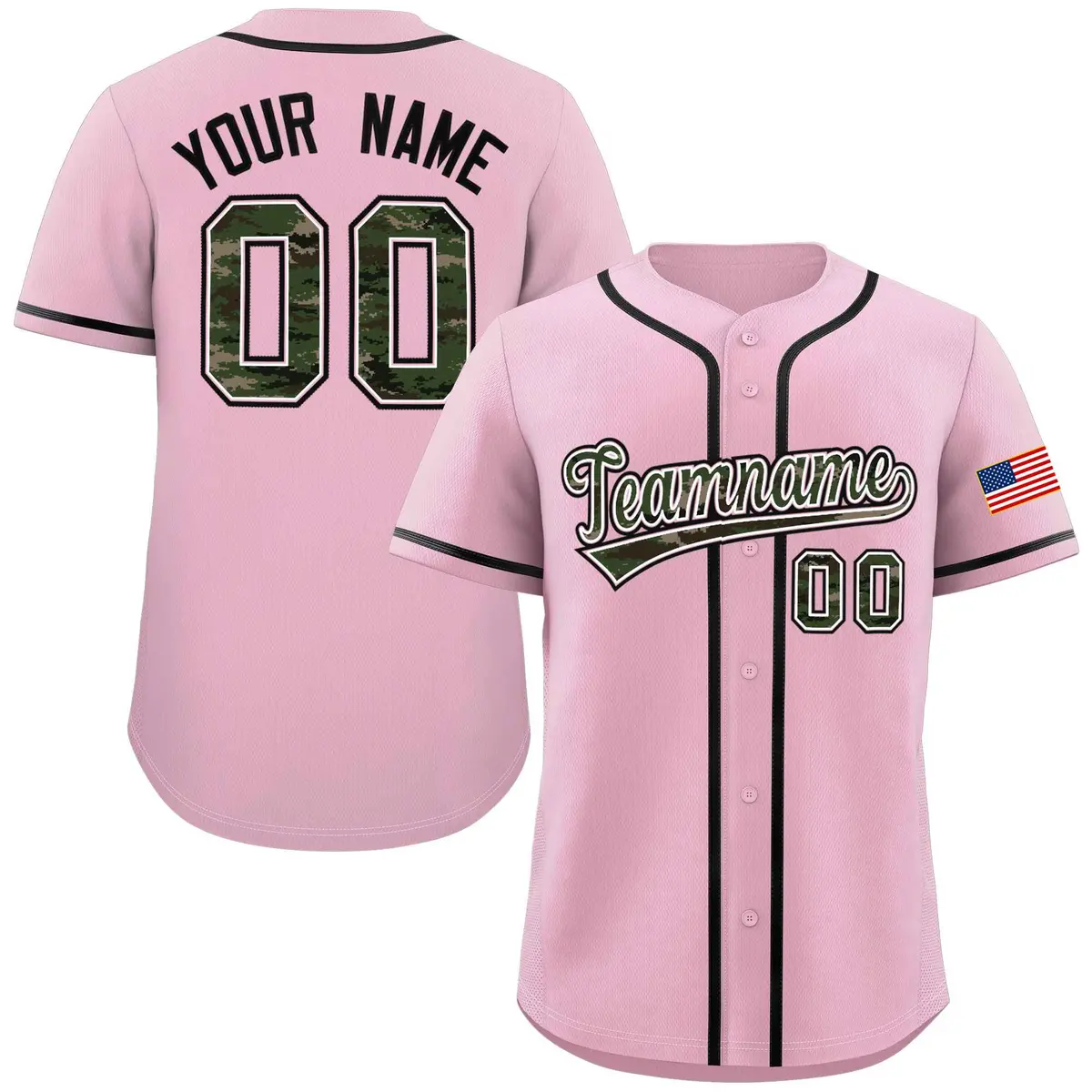 Pink Camo Font Authentic Baseball Jersey